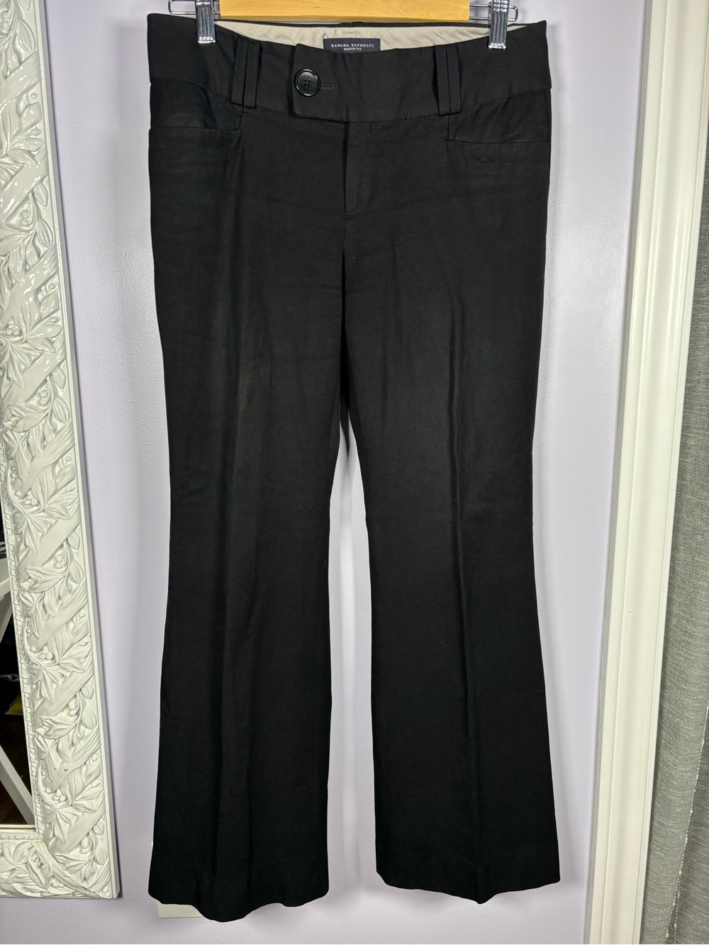 Banana Republic Black Martin Fit Stretch Comfy Chic Boot Cut Dress Pants 6